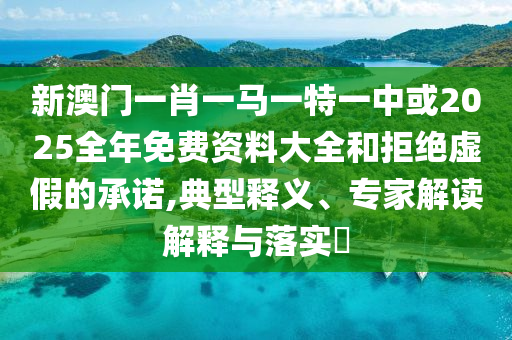 新澳門一肖一馬一特一中或2025全年免費(fèi)資料大全和拒絕虛假的承諾,典型釋義、專家解讀解釋與落實(shí)?